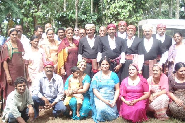 N.U.Nachappa and members of CNC with the biddatanda family at their Aiye Mane CNC on mass contact drive