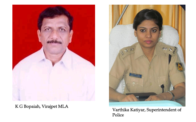 Virajpet MLA K G Bopaiah files a complaint against Superintendent of Police, Varthika Katiyar