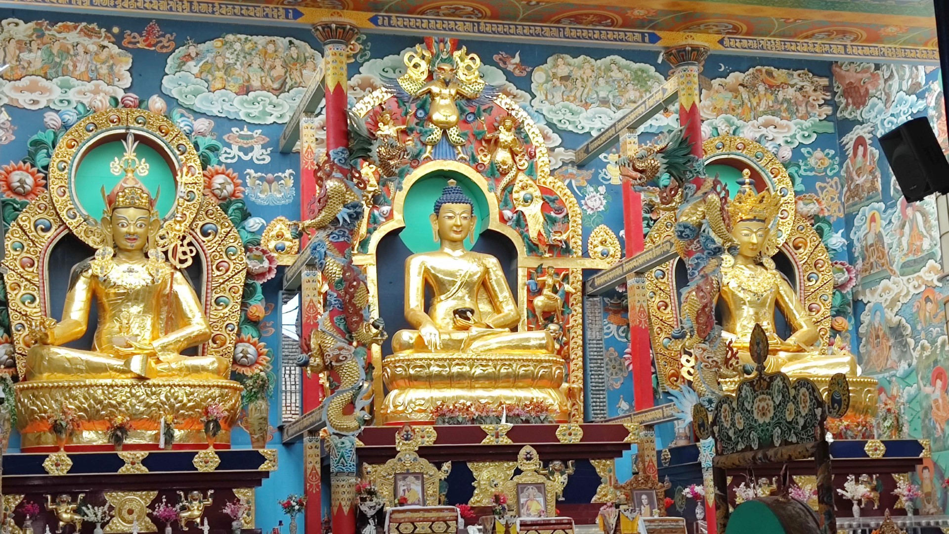 Golden statue of Lord Buddha at Namdroling Monastery